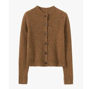 Toast 100% pure wool neat button cardigan tan sweater cinnamon brown